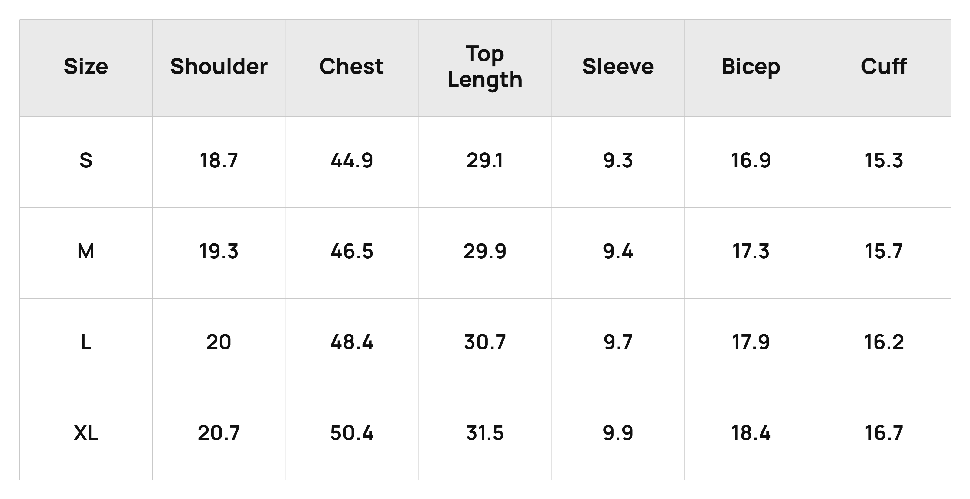 Size Chart
