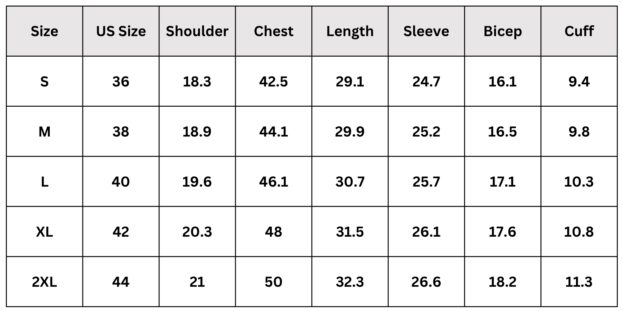 Size Chart