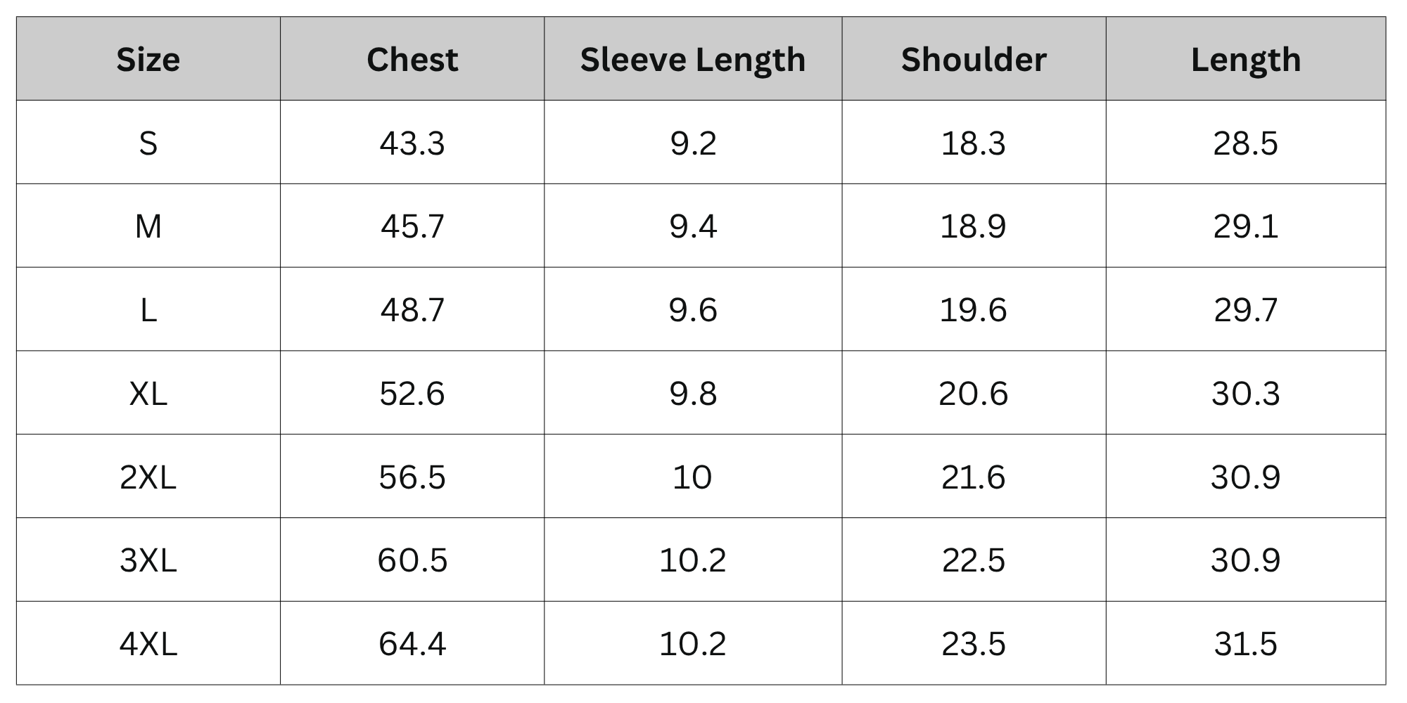Size Chart