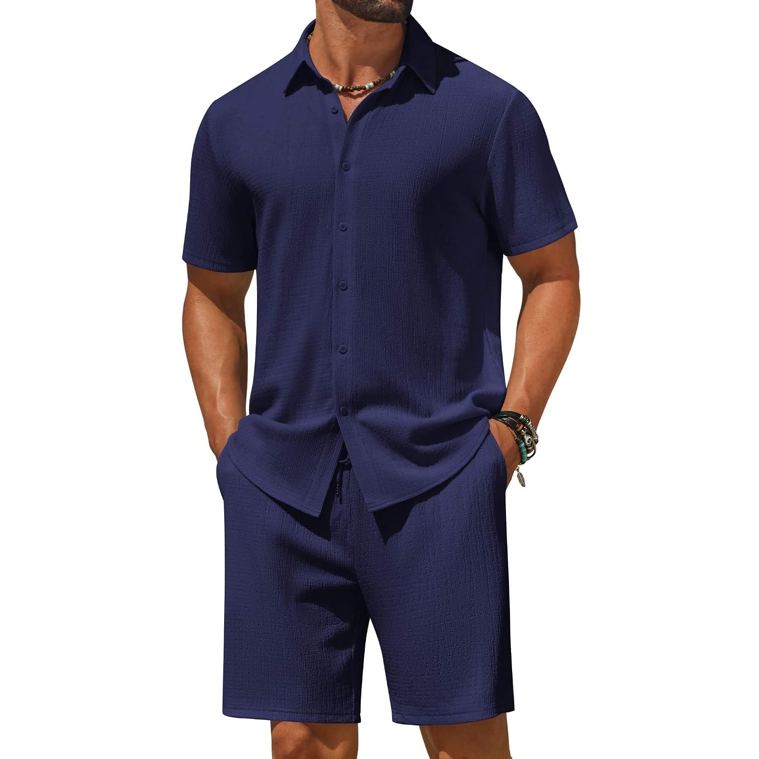 Casual Beach Short And Shirt Outfit Set For Men