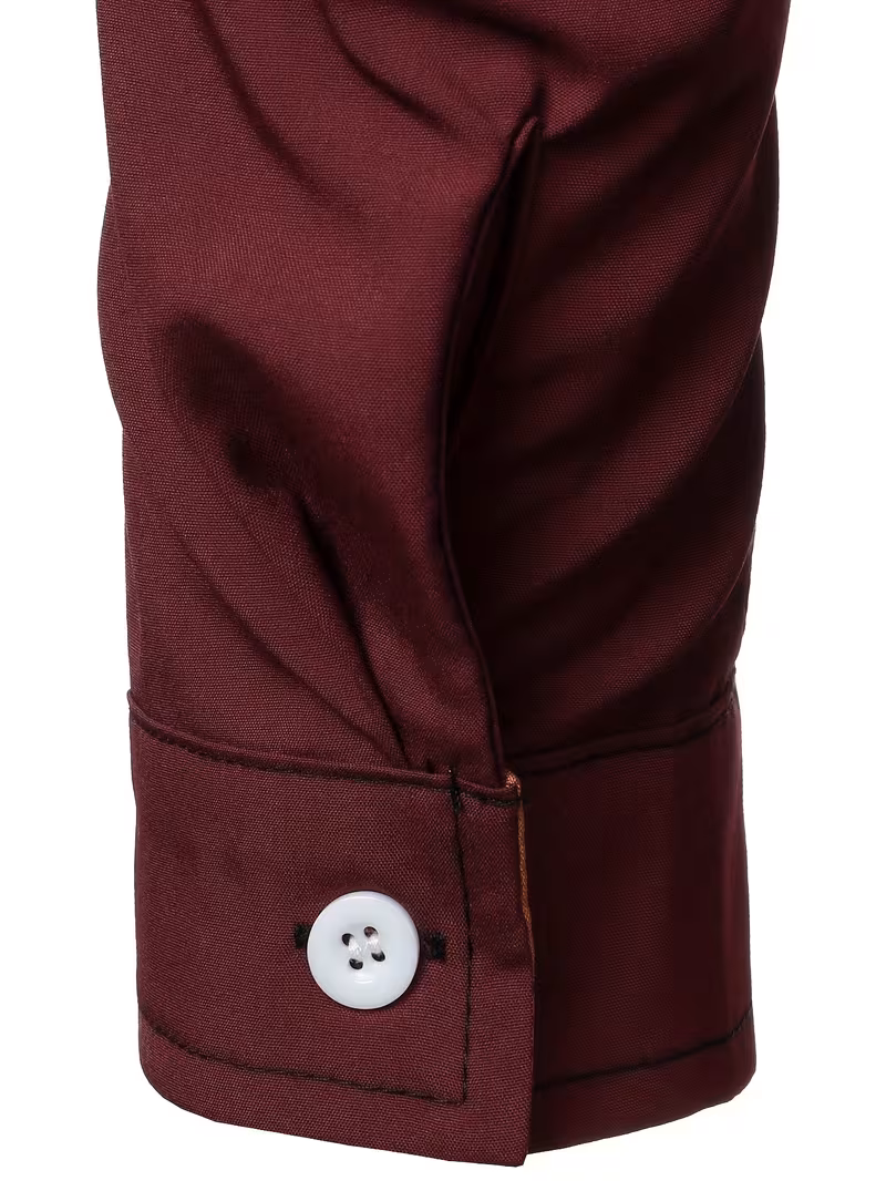 mens statement trim casual trim contrast color long sleeve shirt brick red 7