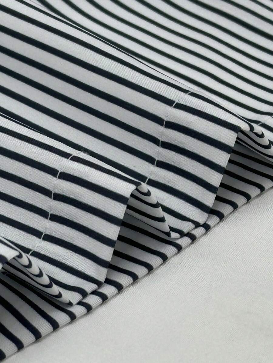 Manfinity Dauomo Men's Casual Striped Short Sleeve Shirt For Summer - Multicolor - View 5
