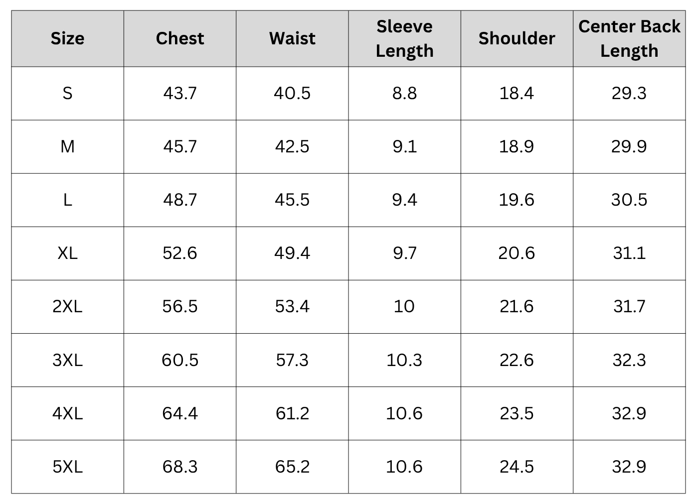 Size Chart
