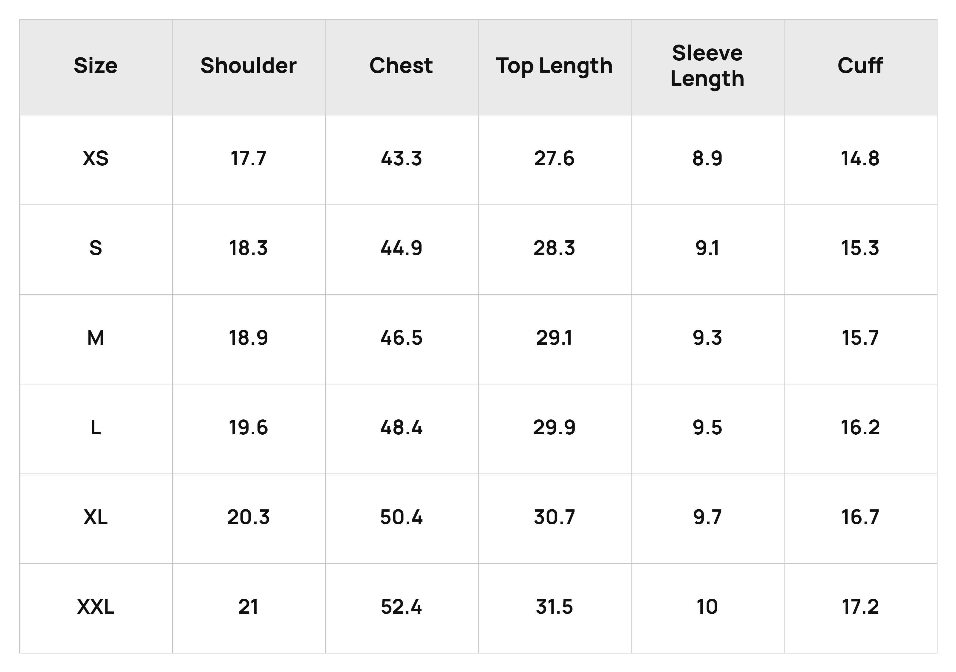 Size Chart