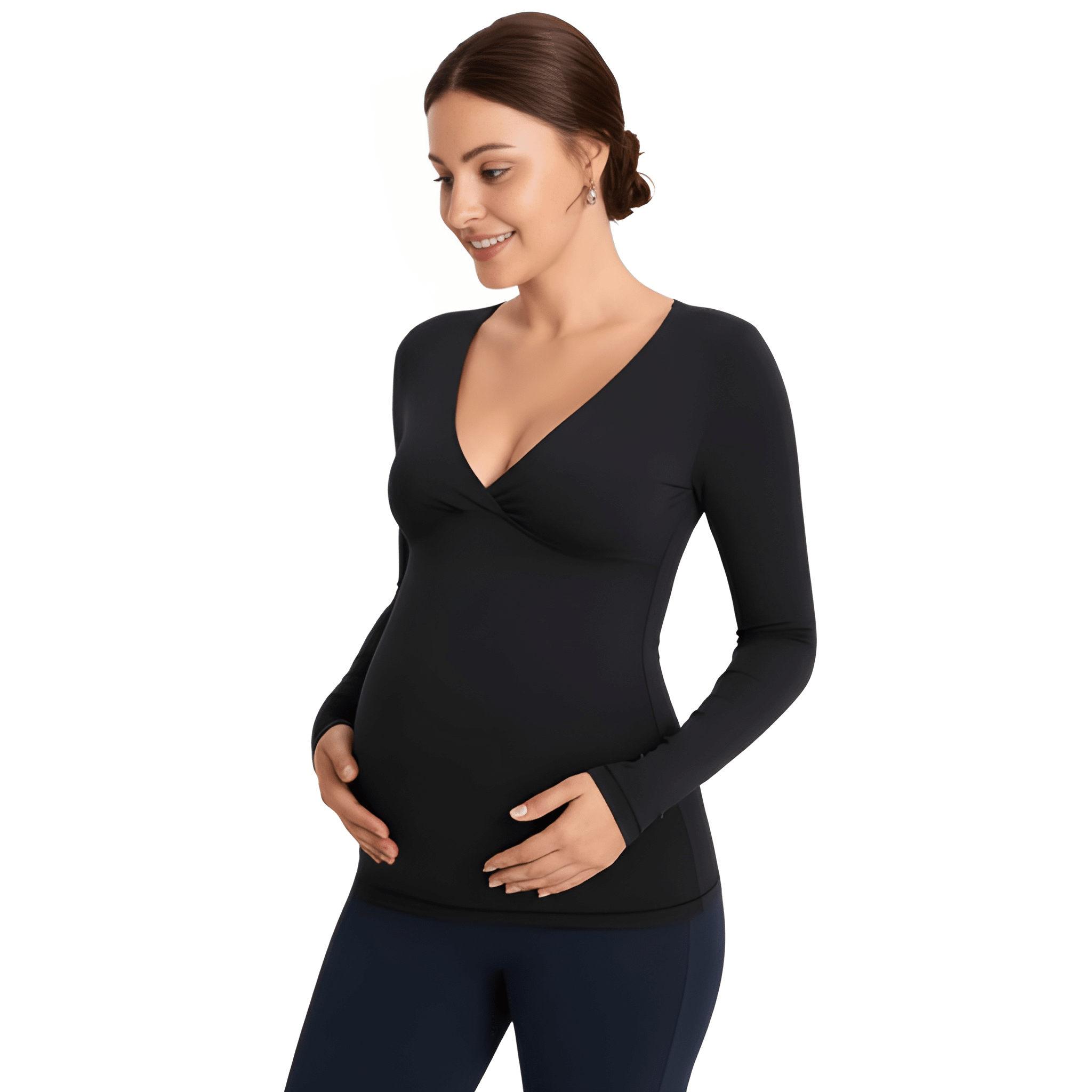 Long Sleeve Maternity Crossover Support Top For WomenLong Sleeve Maternity Crossover Support Top For Women - Image 3
