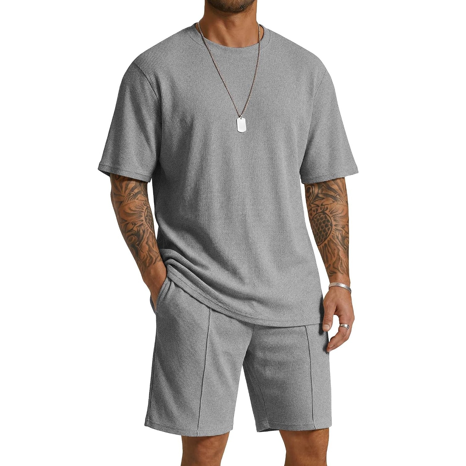 Casual Summer Shorts And Short Sleeve Tshirt Set For Men