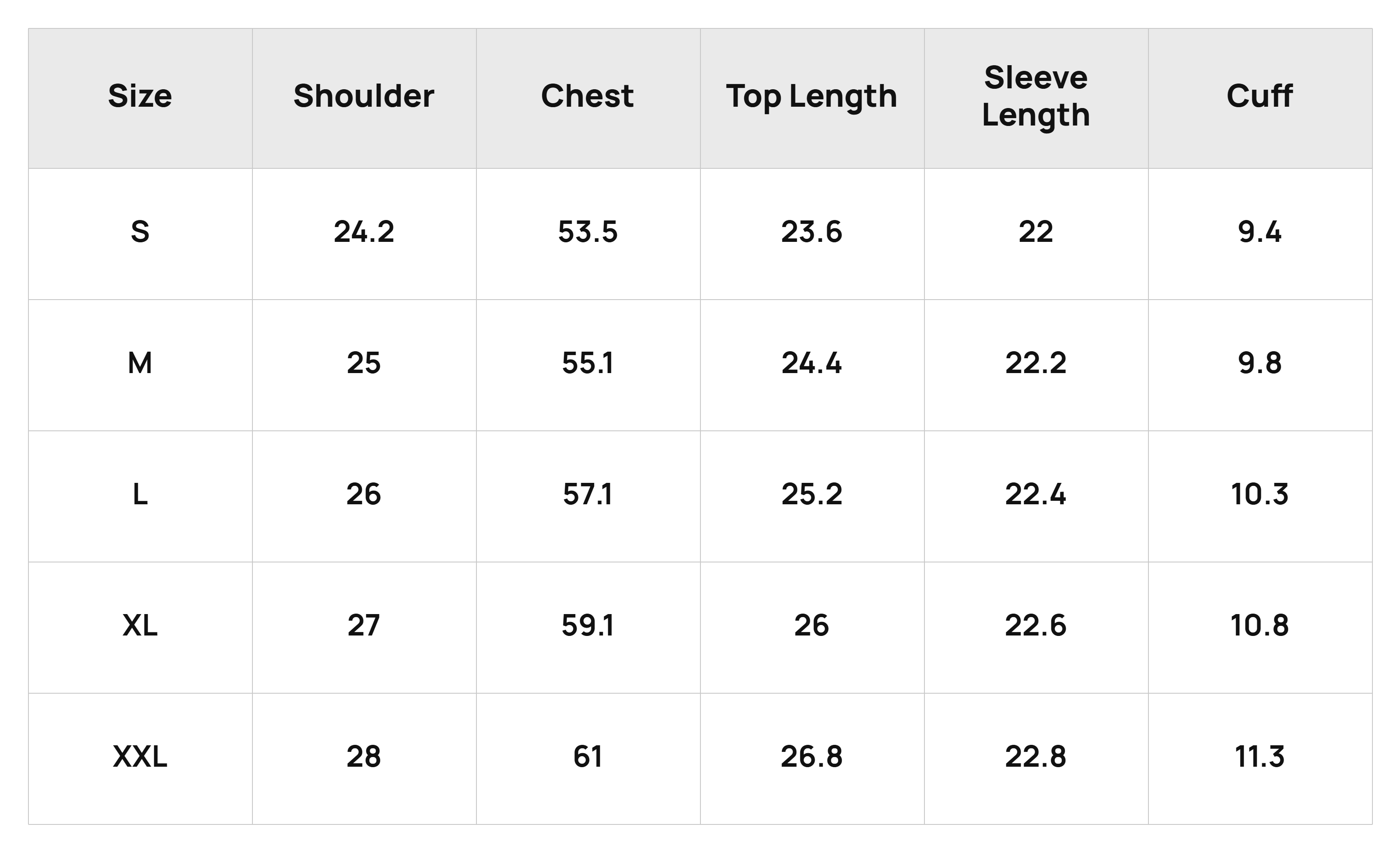 Size Chart