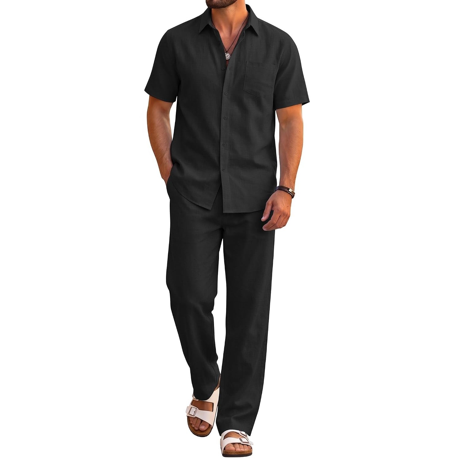 Casual Beach Shorts And Shirt Outfit Set For Men