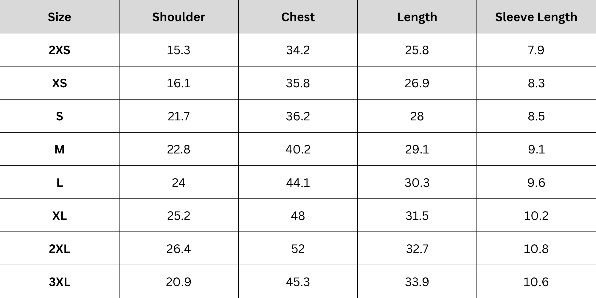 Size Chart