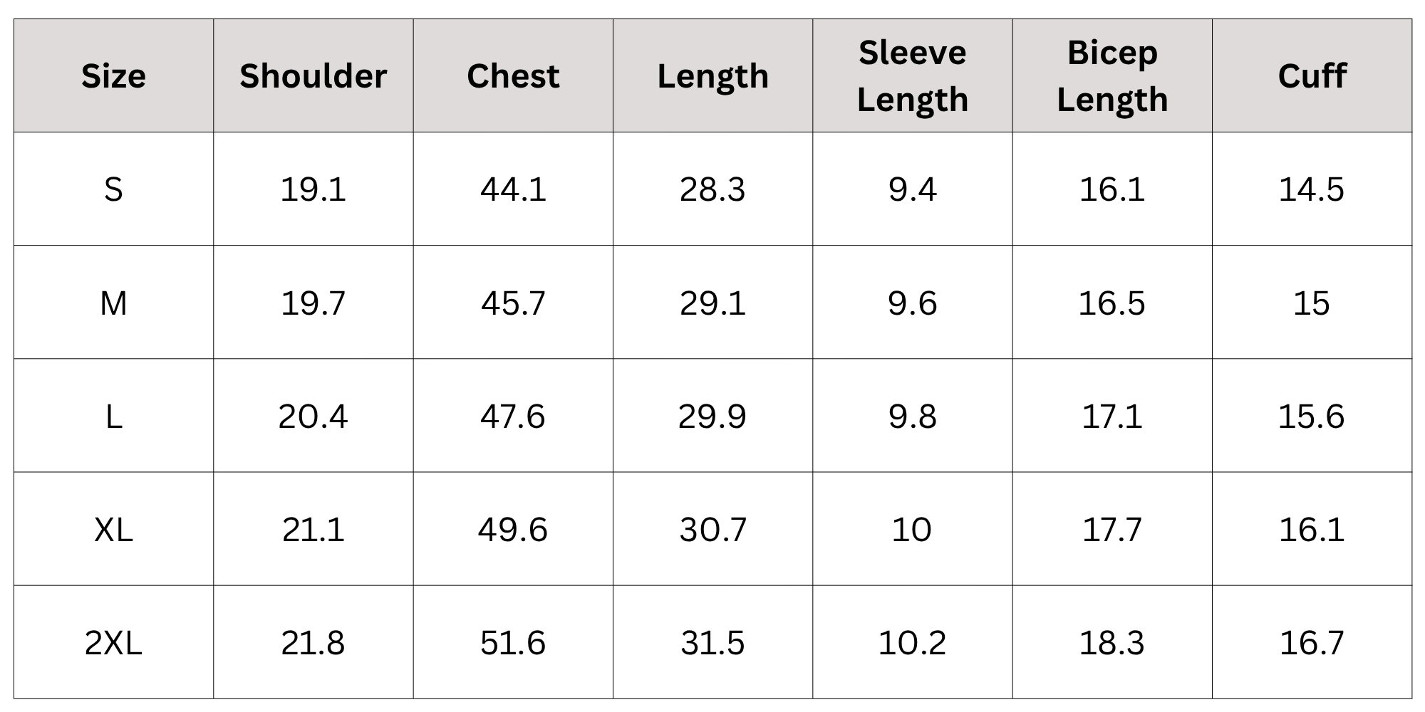 Size Chart