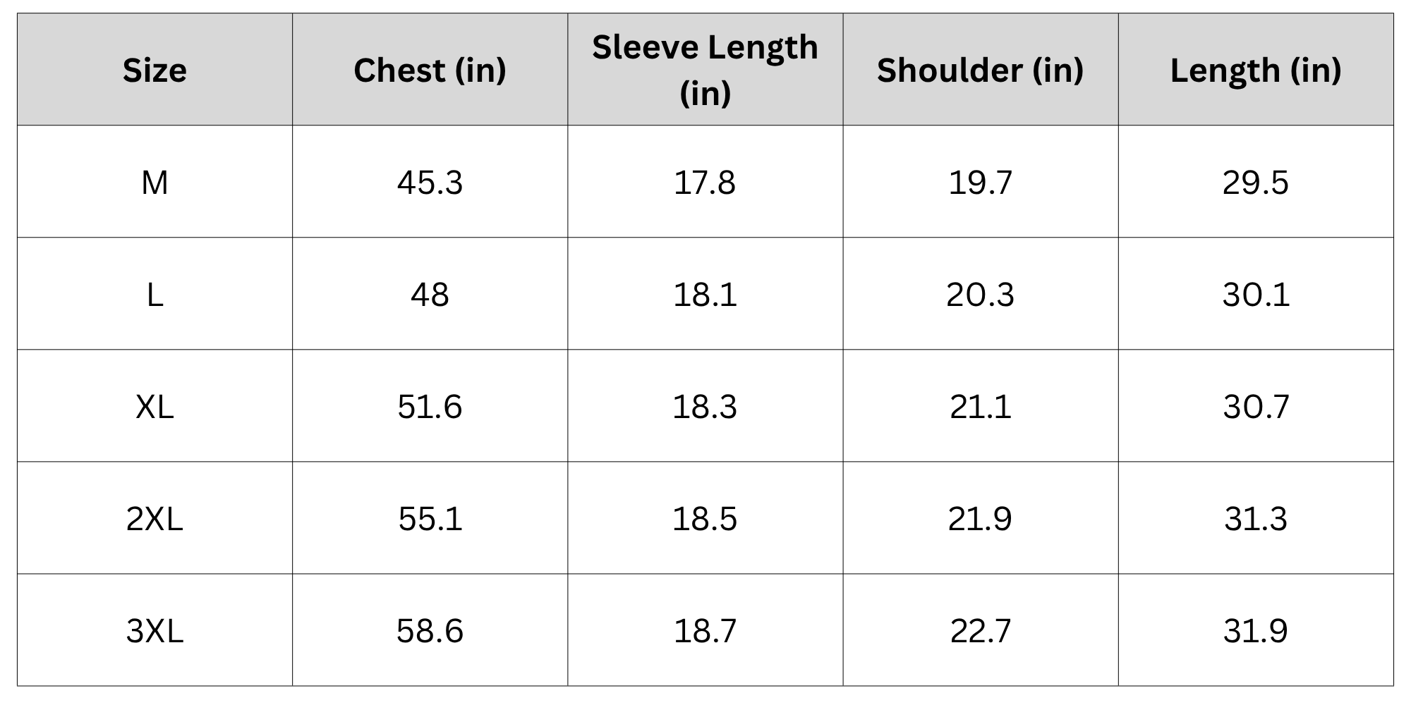 Size Chart