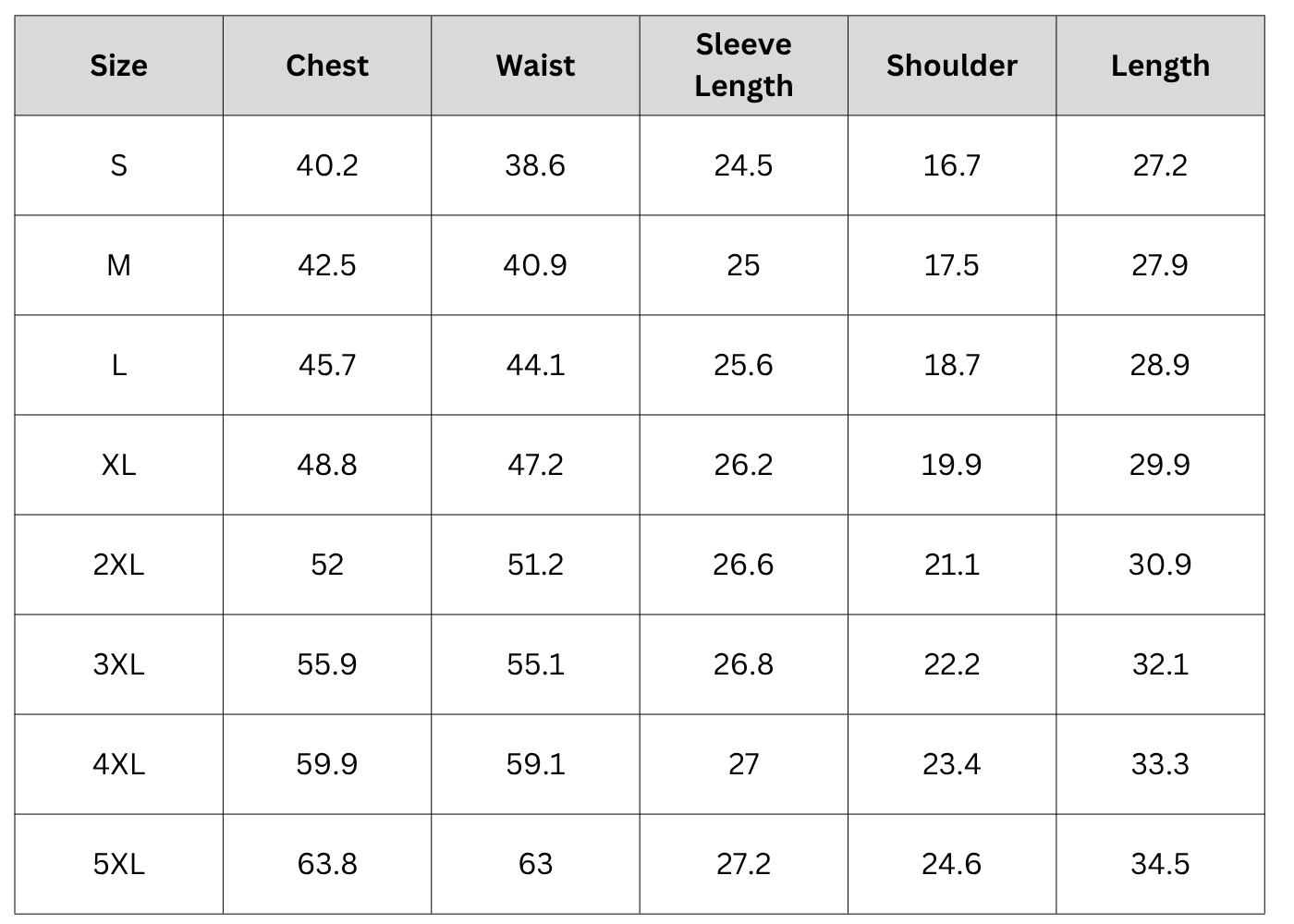 Size Chart