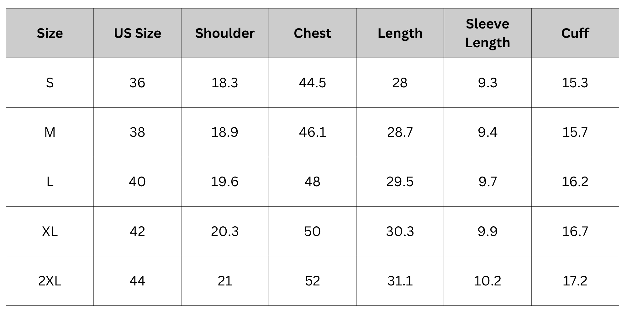 Size Chart