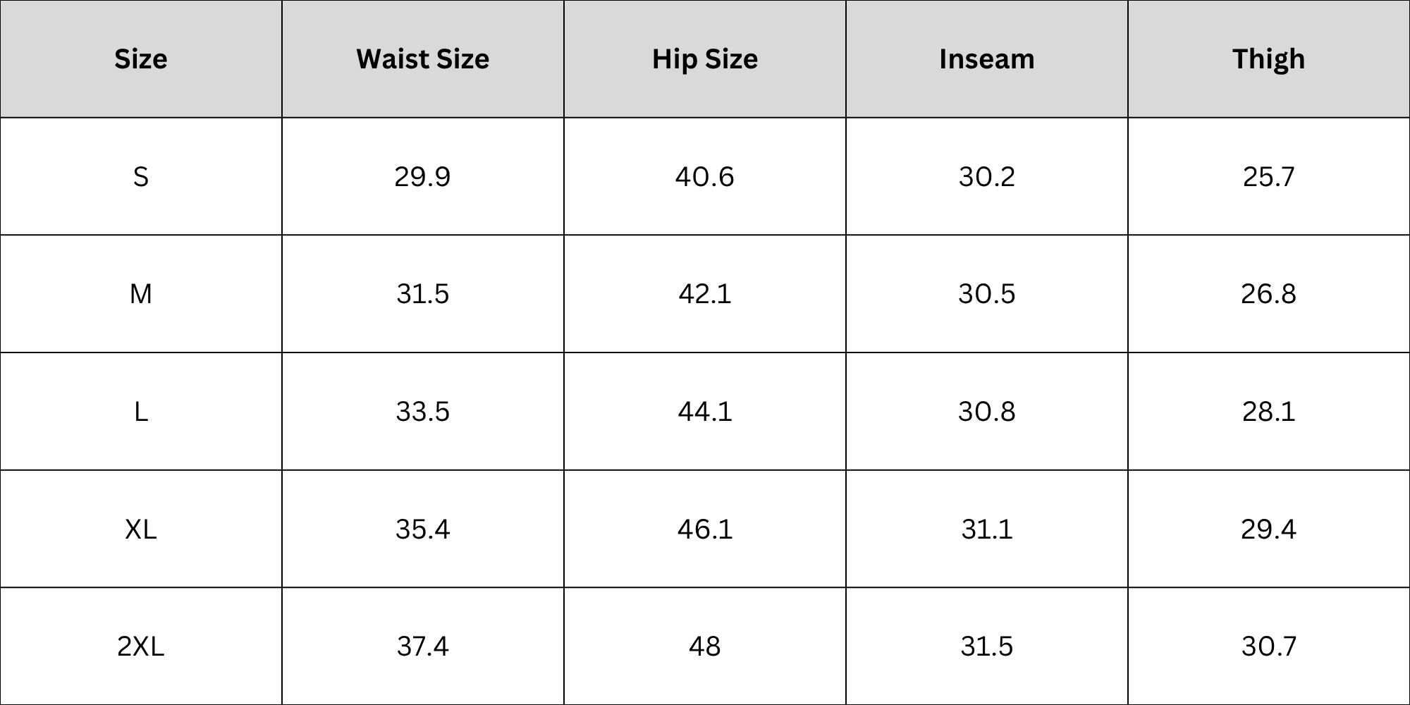 Size Chart