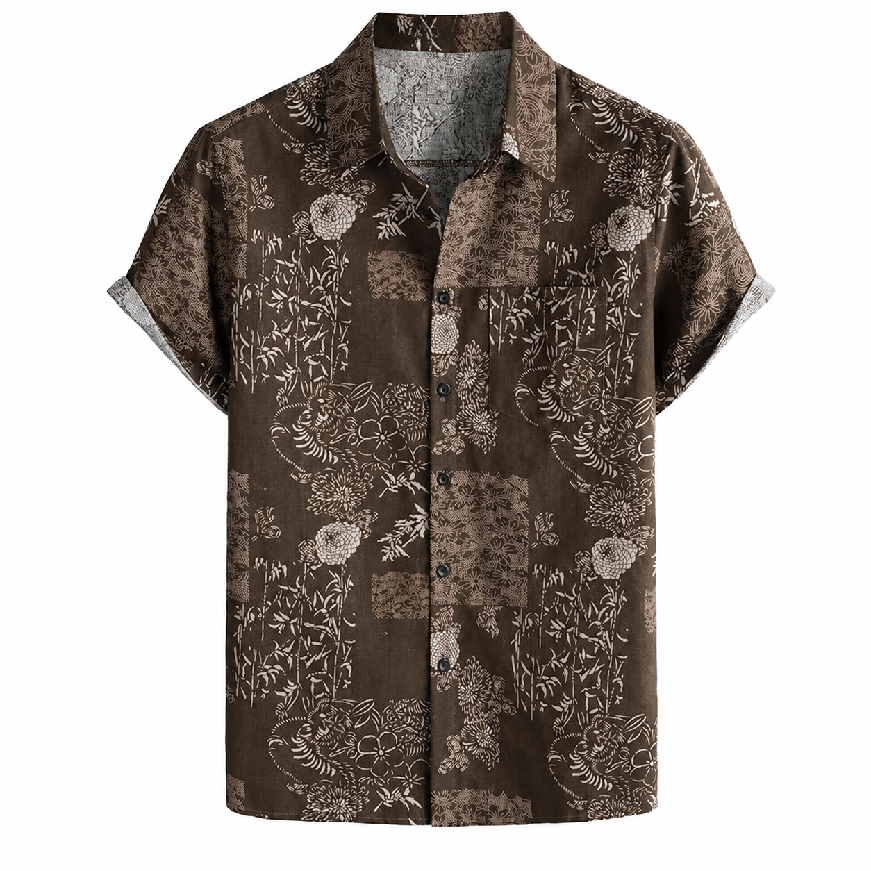 Printed Casual Short Sleeve Button Down Shirts For Men