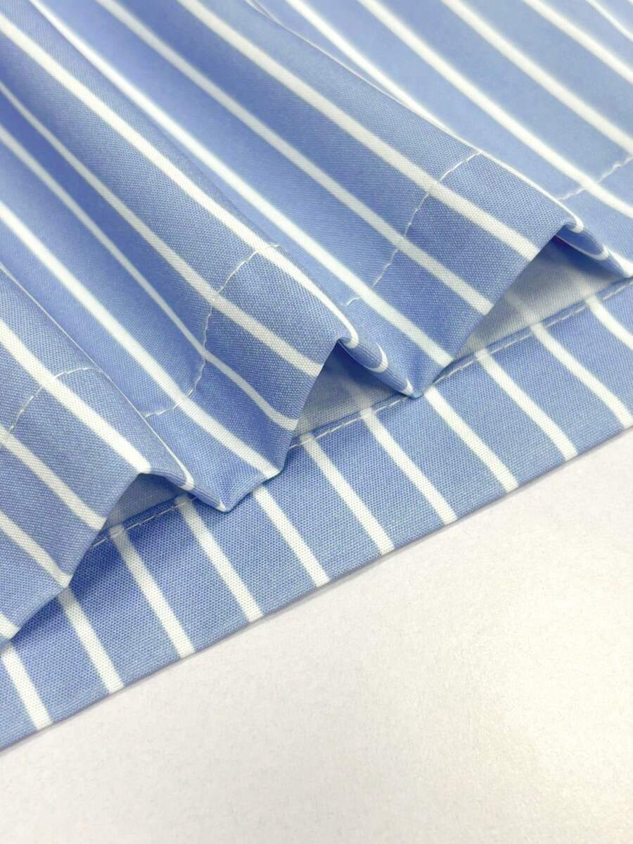 Manfinity Dauomo Men's Striped Minimalist Casual Long Sleeve Shirt - Blue - View 6