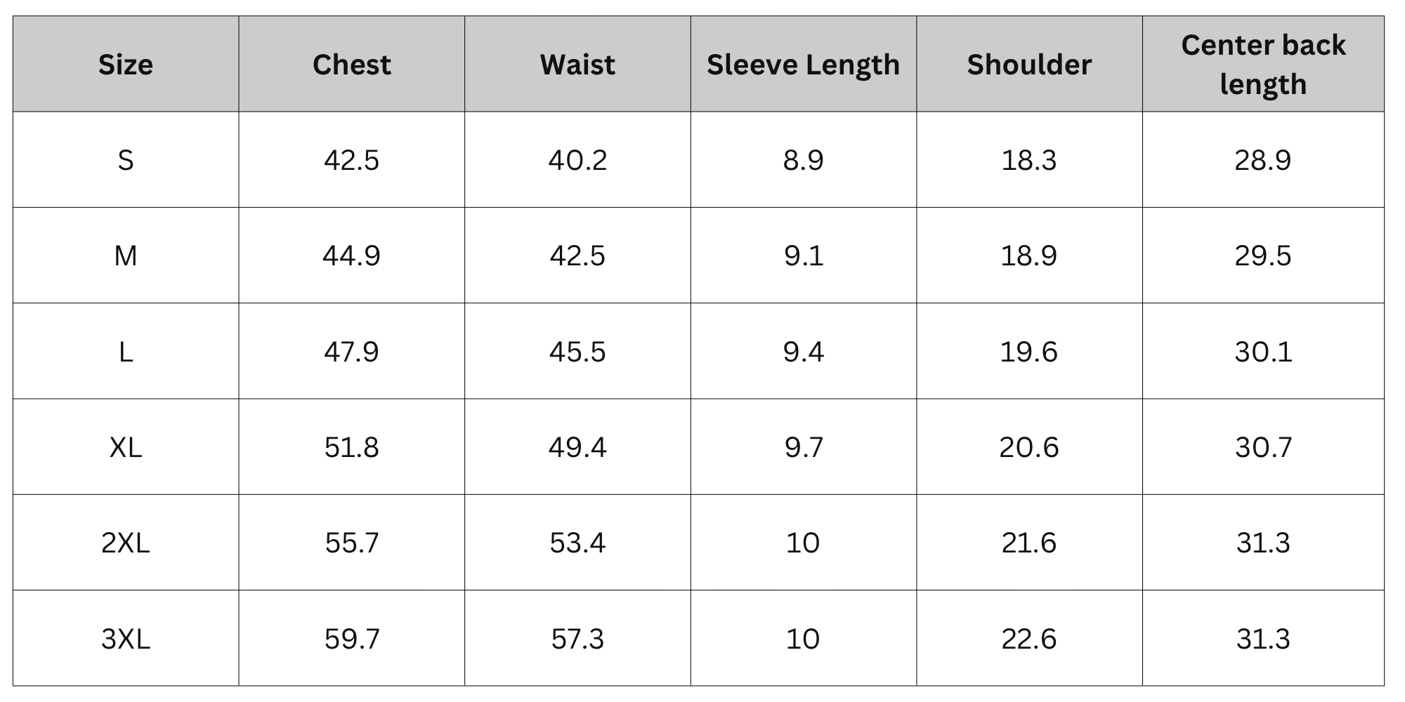 Size Chart