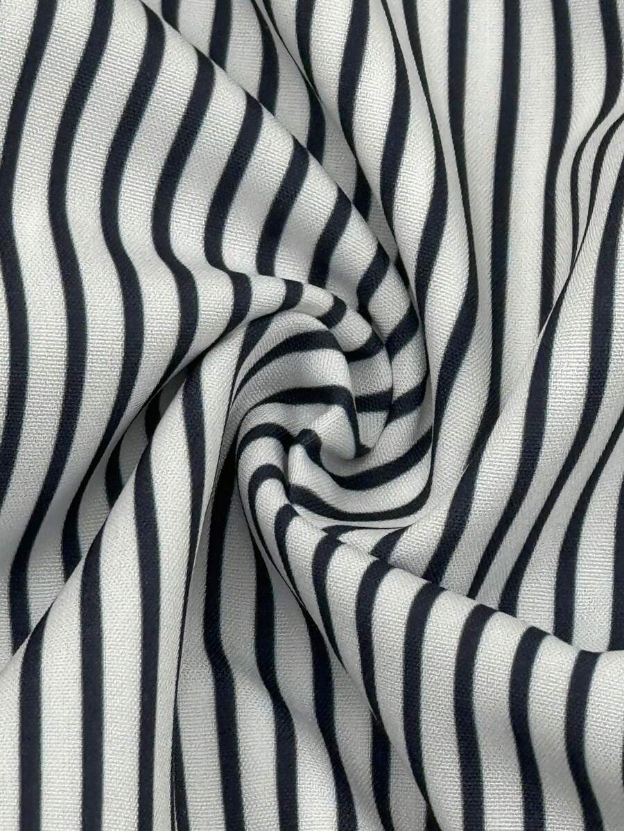 Manfinity Dauomo Men's Casual Striped Short Sleeve Shirt For Summer - Multicolor - View 4