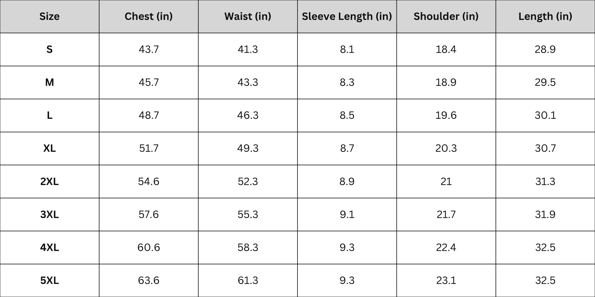 Size Chart