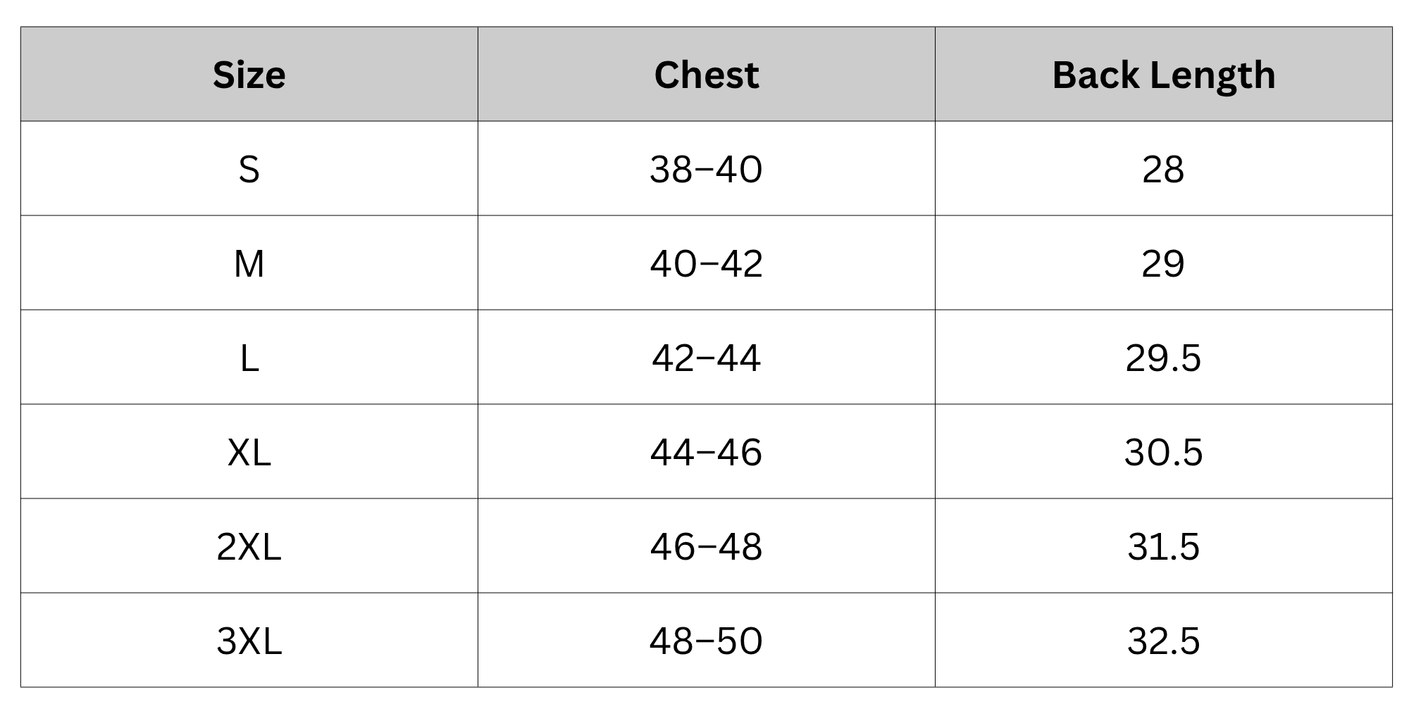 Size Chart