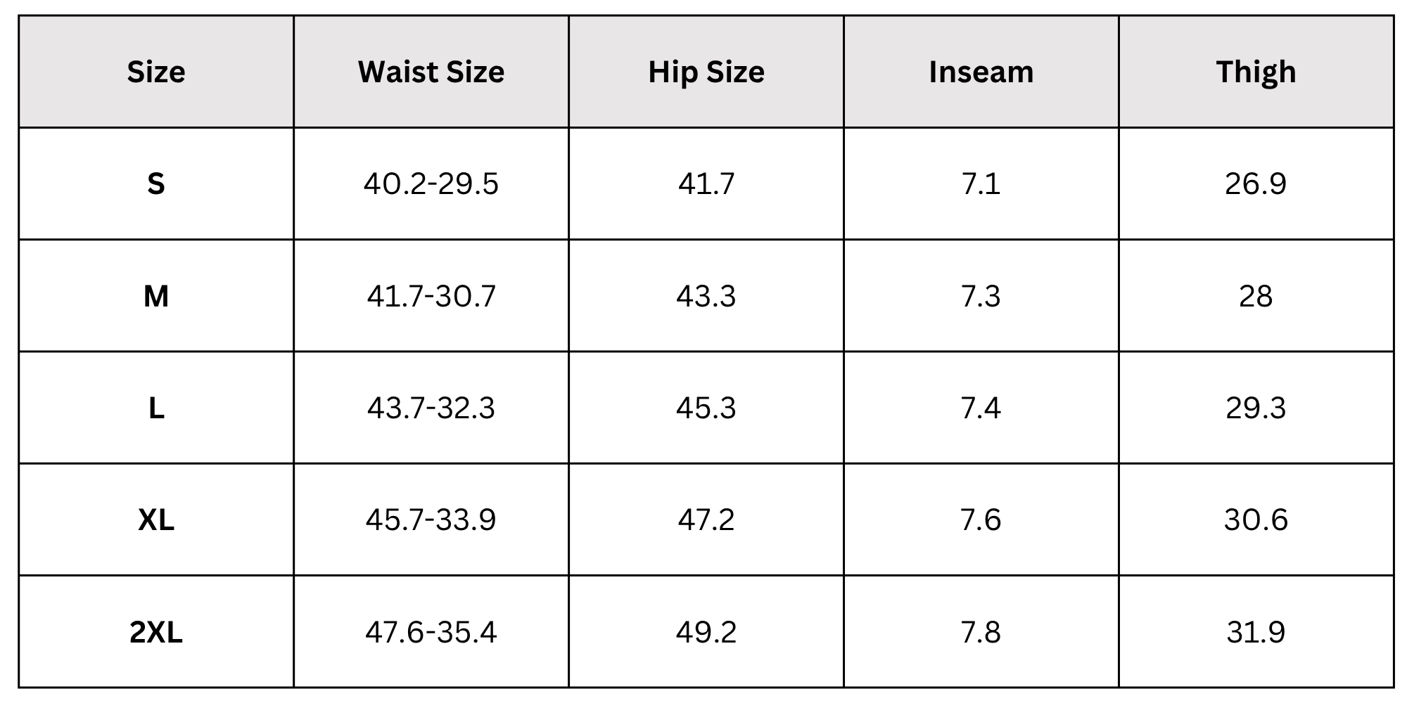 Size Chart