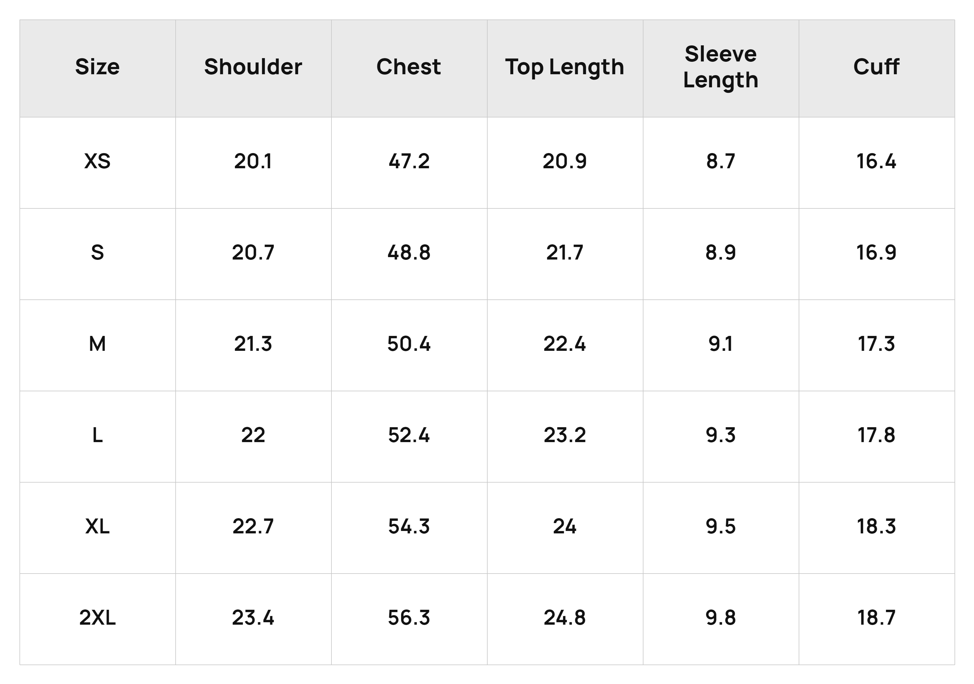 Size Chart