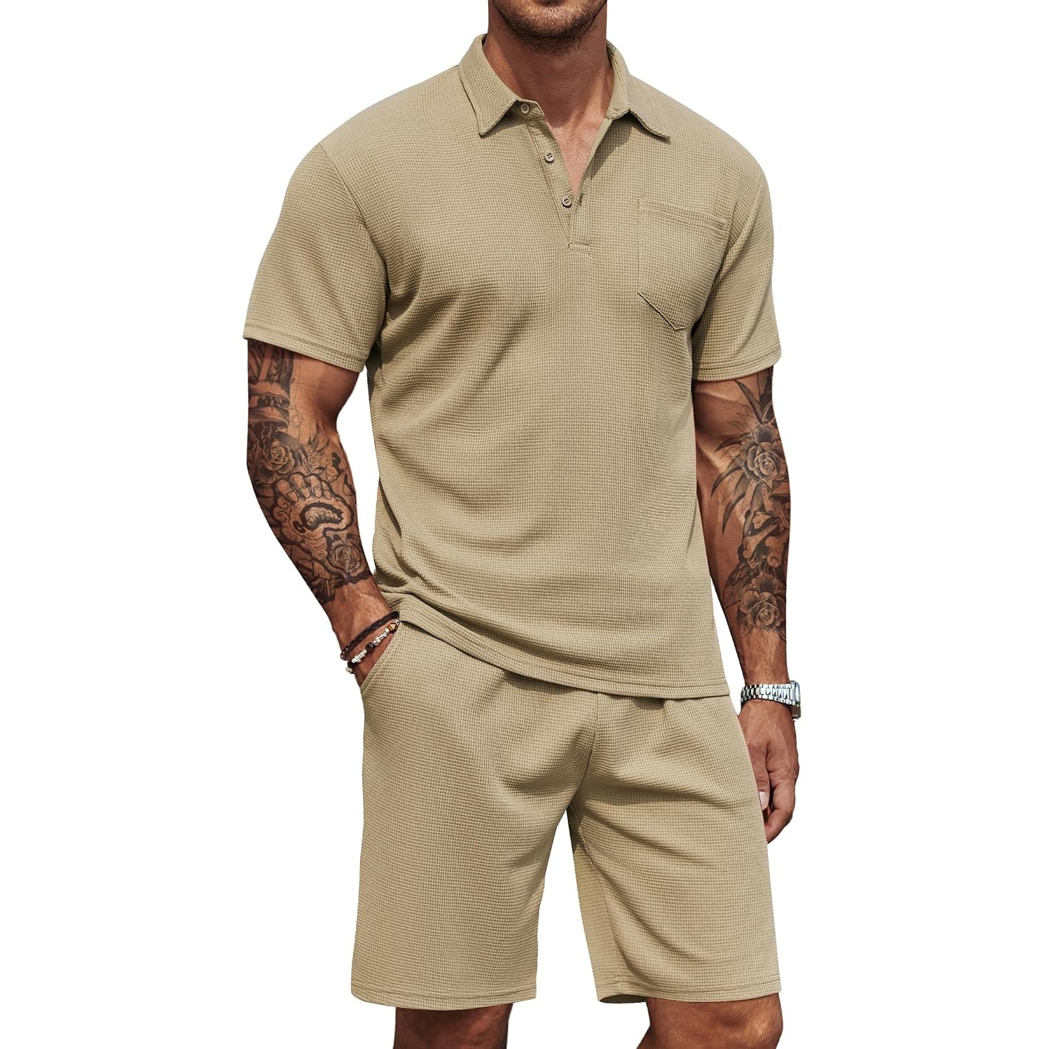 Casual Summer Shorts And Polo Tshirt Set For Men