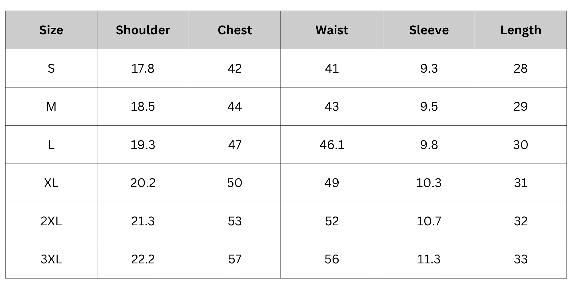 Size Chart