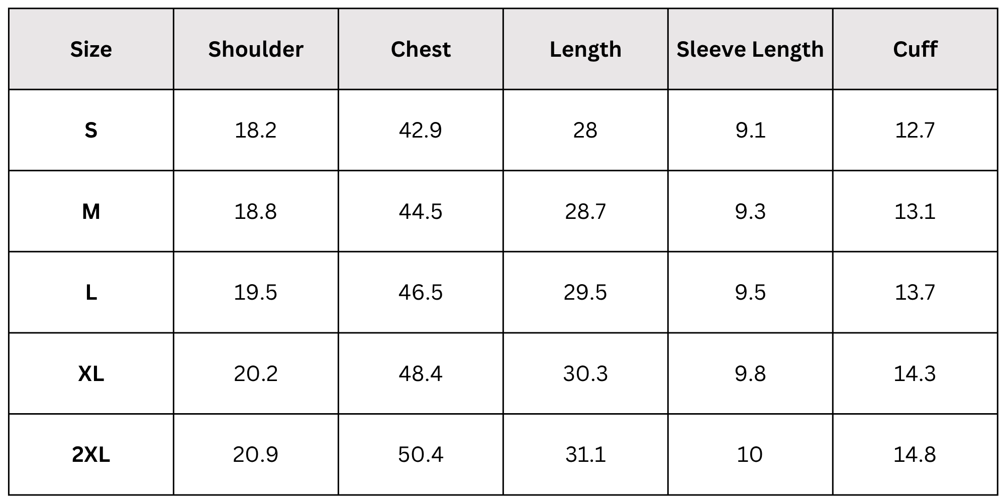 Size Chart