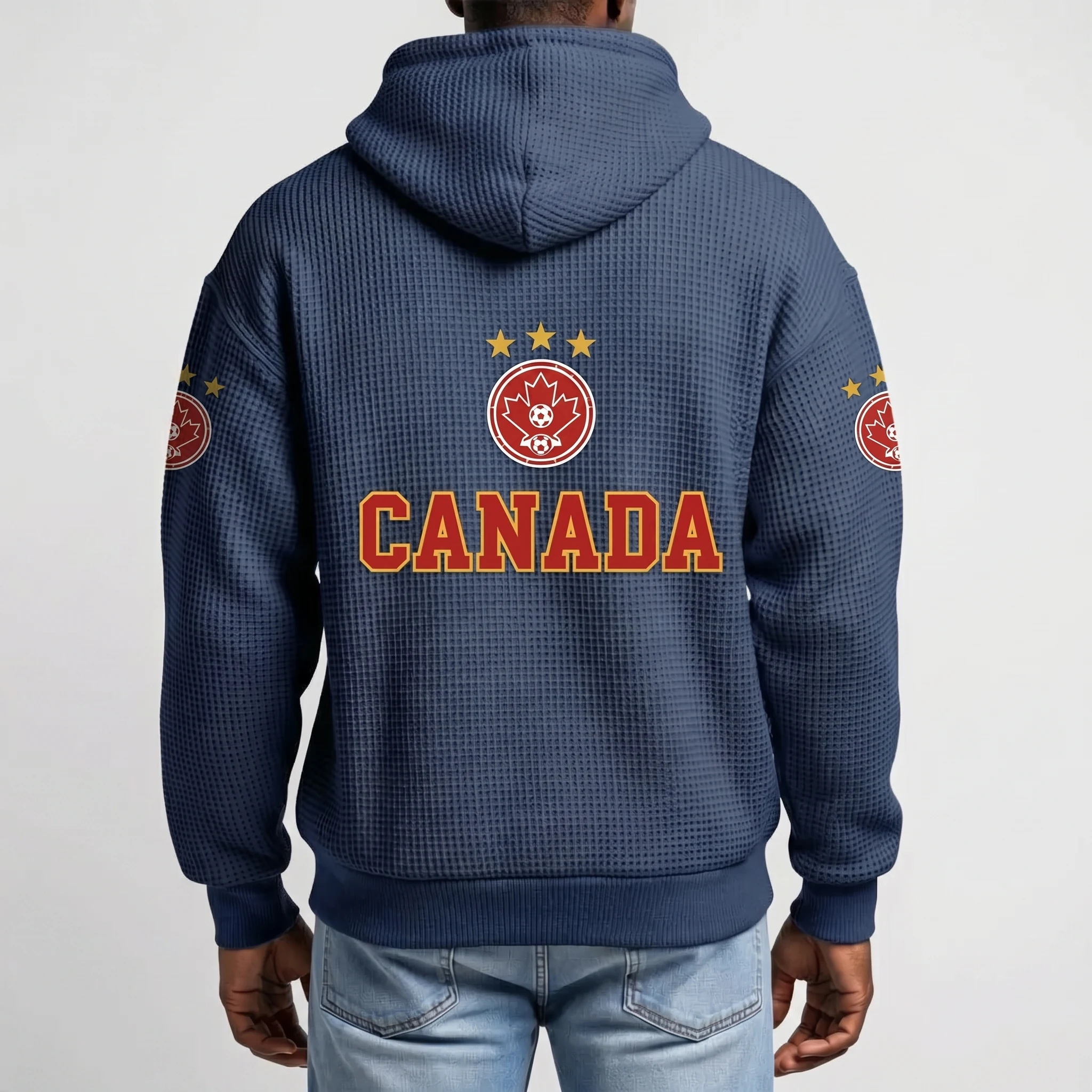 Canada Printed Waffle Quarter Zip Football Fan Hoodie