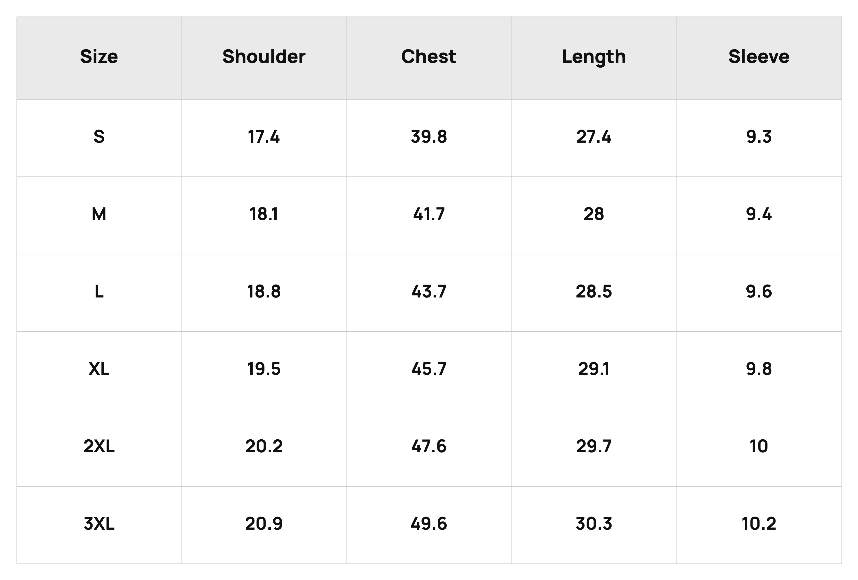 Size Chart