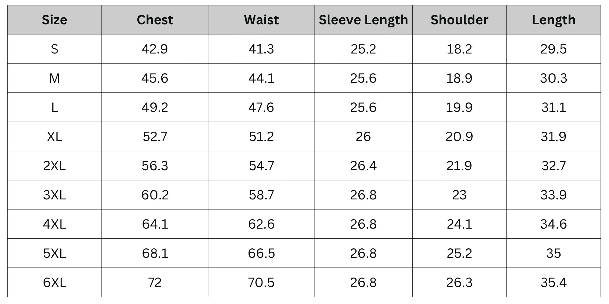 Size Chart