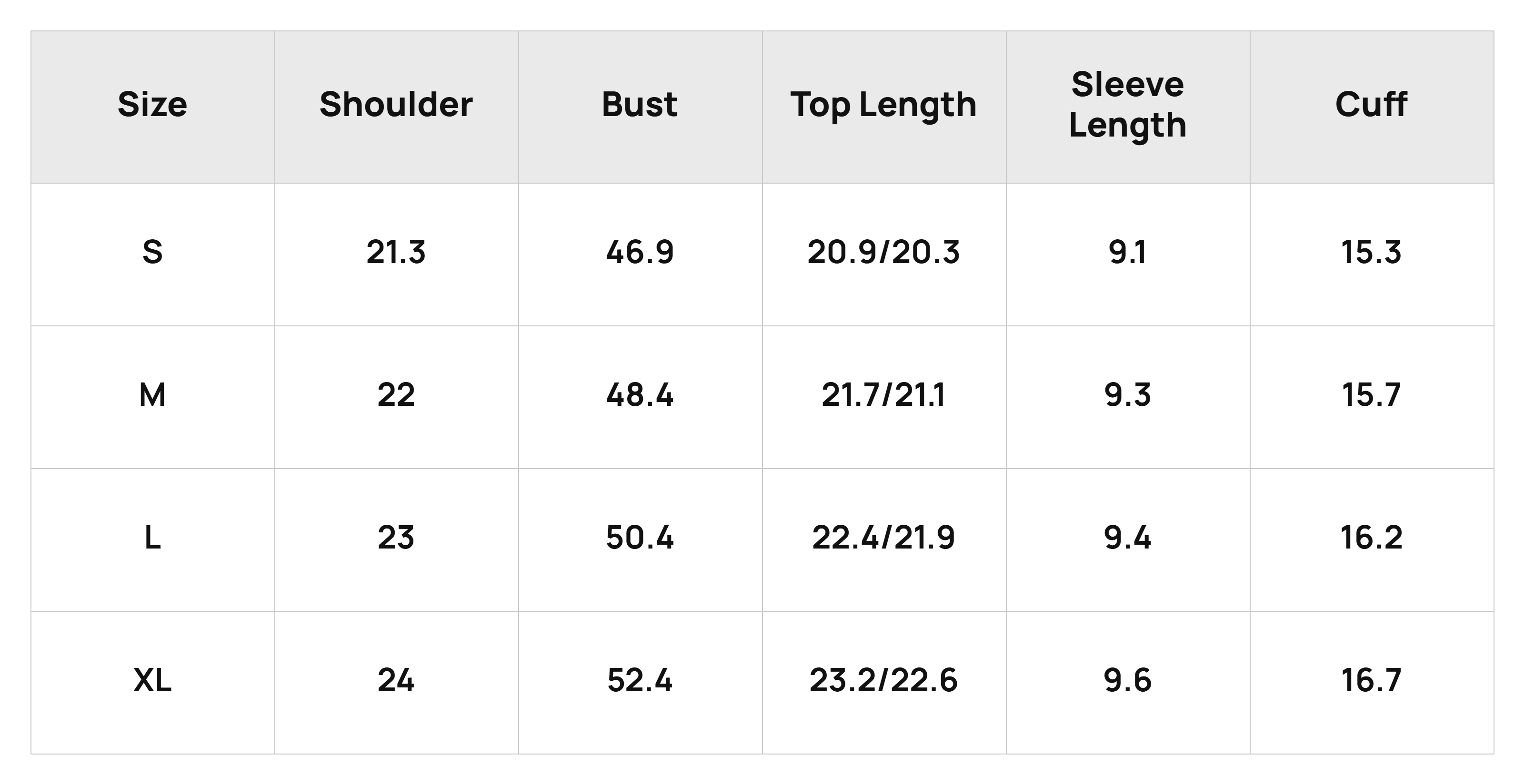 Size Chart