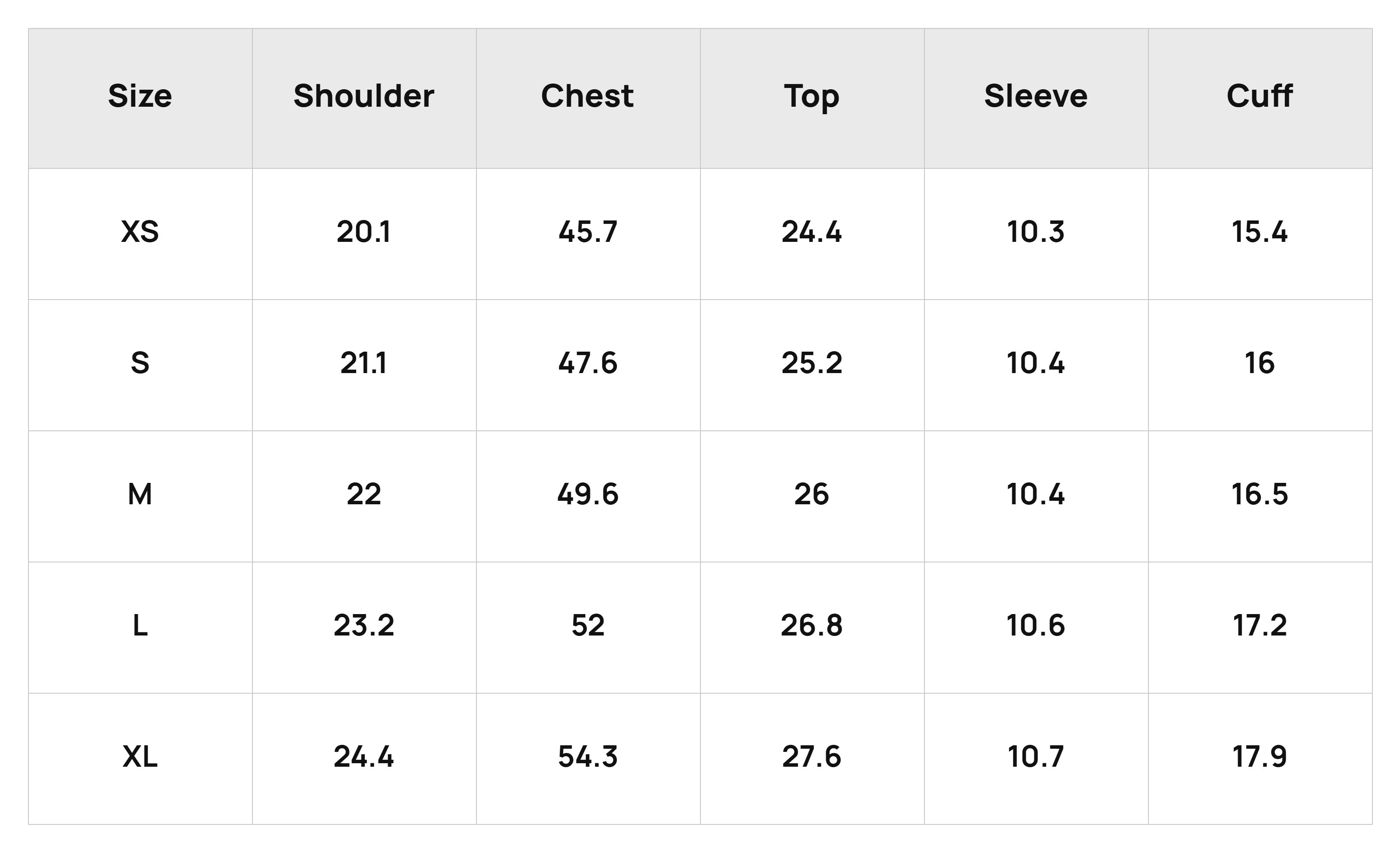 Size Chart