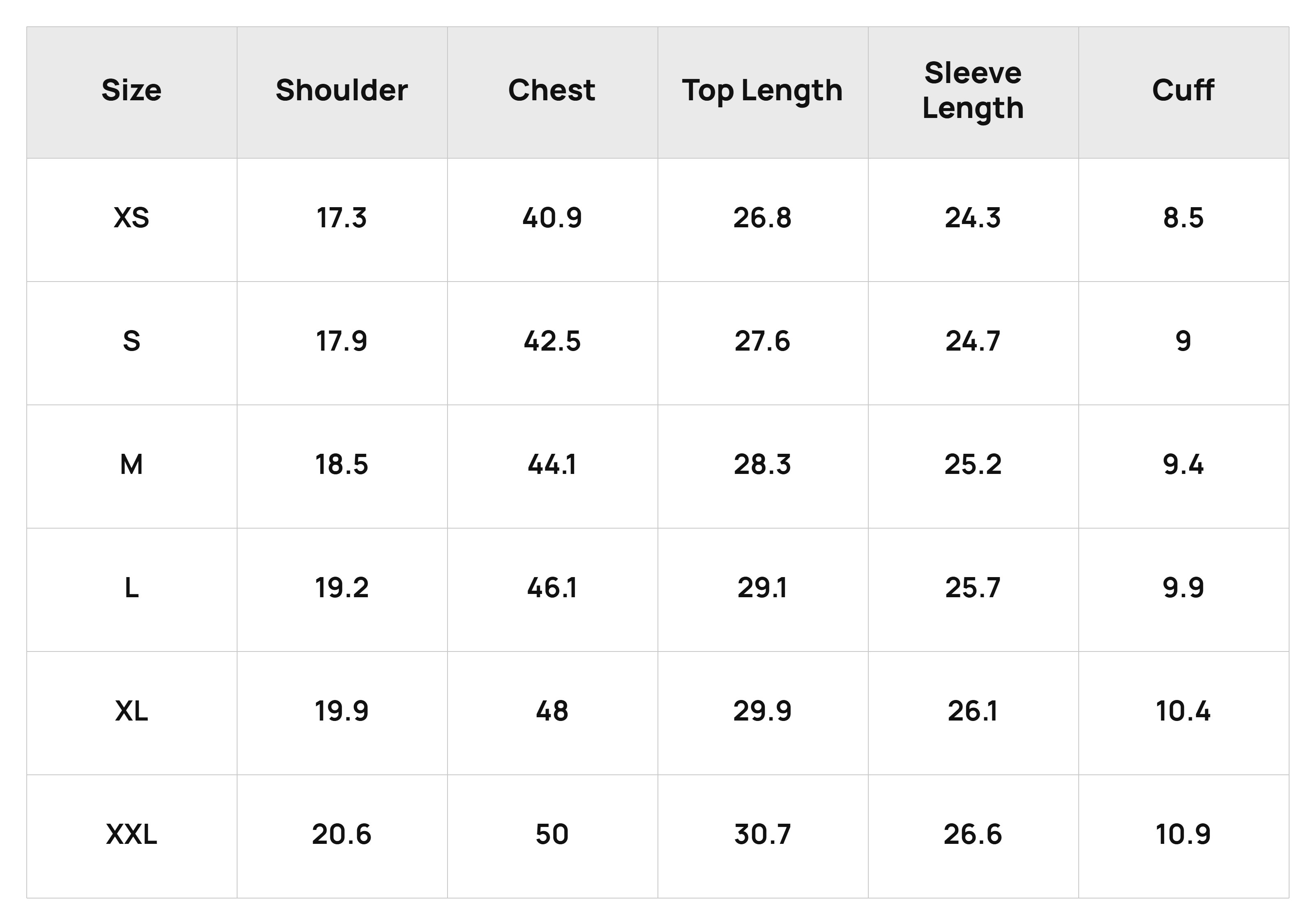 Size Chart