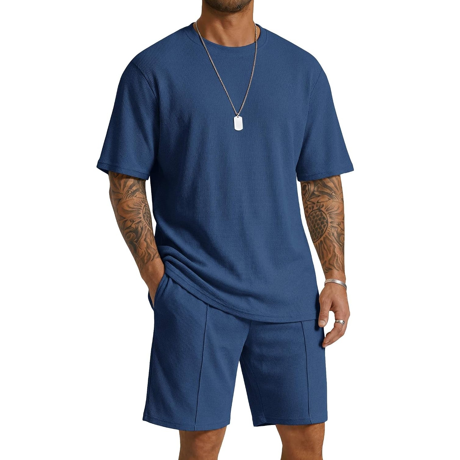 Casual Summer Shorts And Short Sleeve Tshirt Set For Men