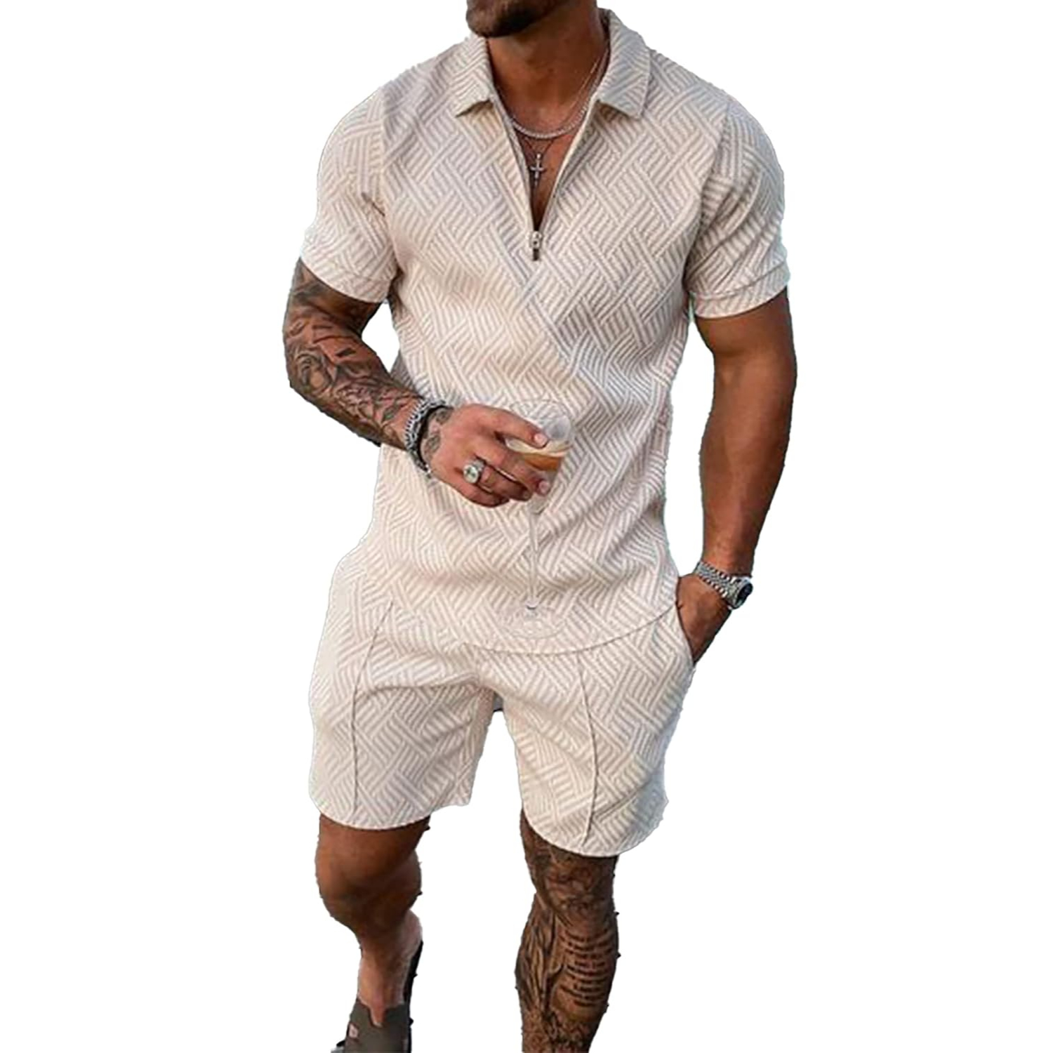 2 Pieces Casual Short Sleeve Shirt And Short Outfit Set
