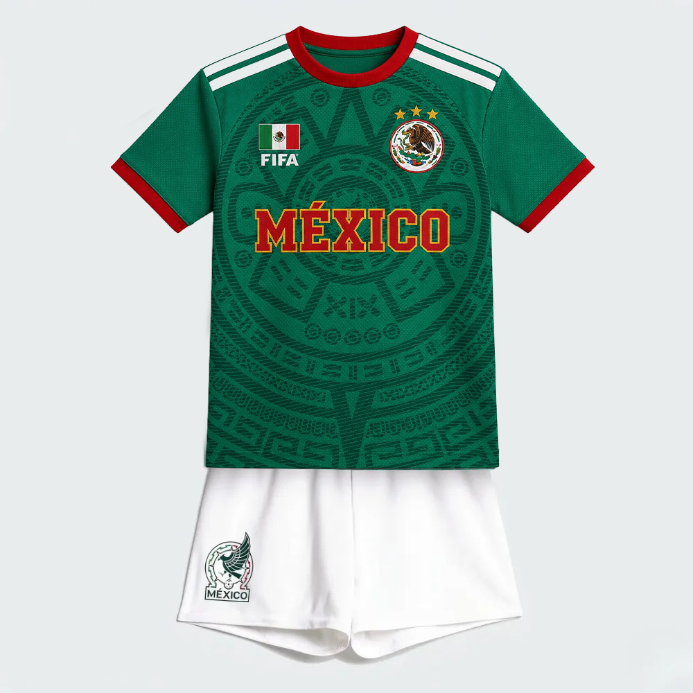 FIFA 2026 Mexico Home Jersey And Shorts Set For Kids
