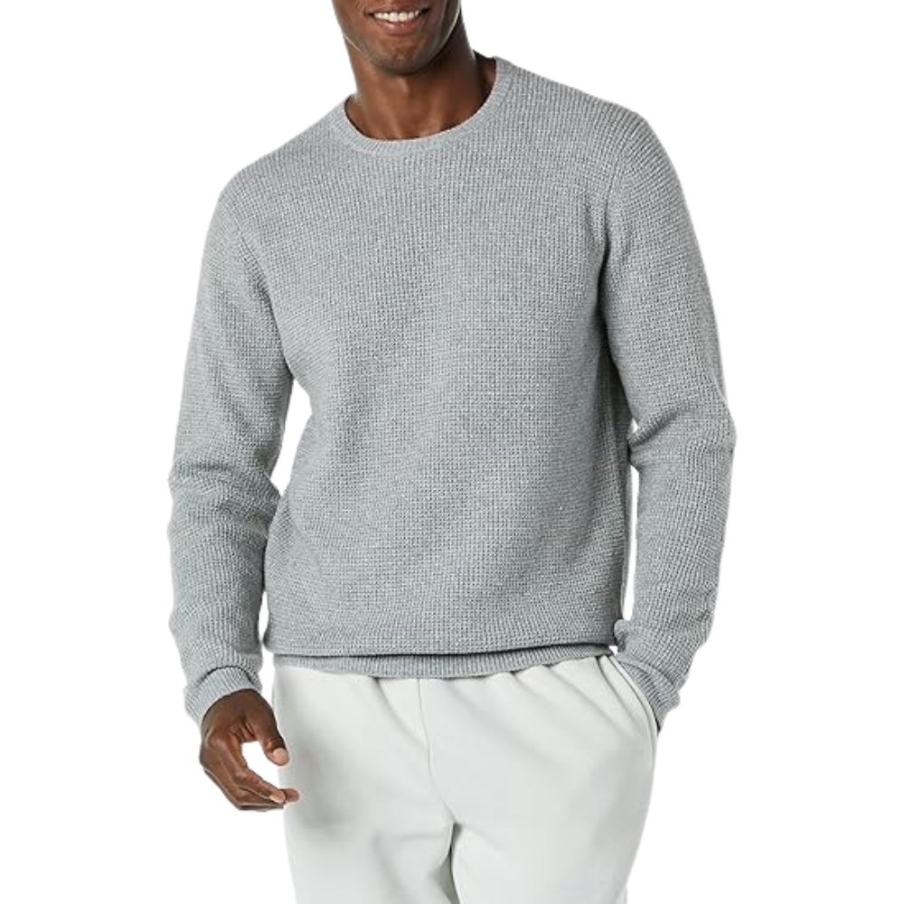 Amazon Essentials Men's Long-Sleeve Soft Touch Waffle Stitch Crewneck Sweater