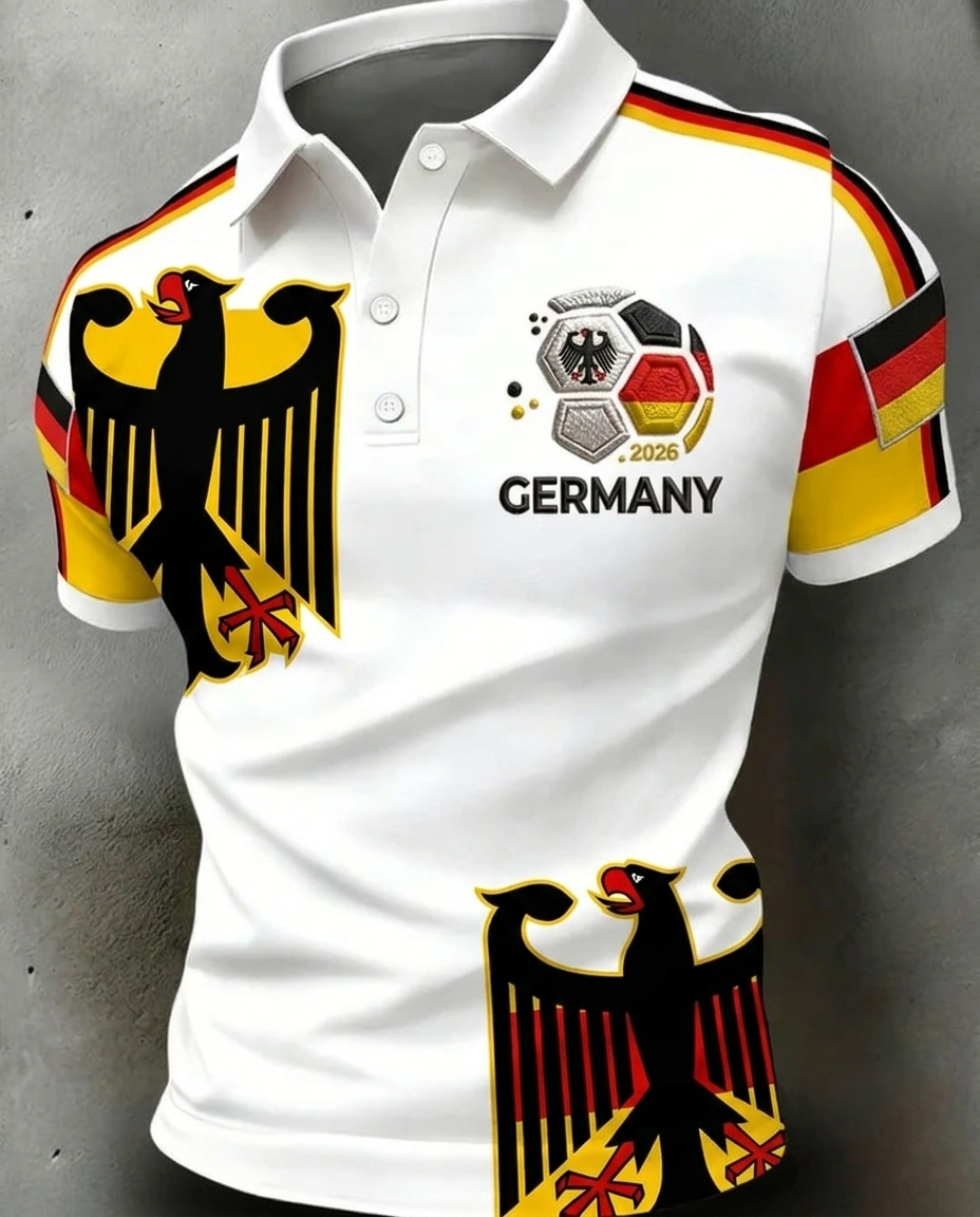 Germany 2026 World Cup soccer fan polo shirt with national crest