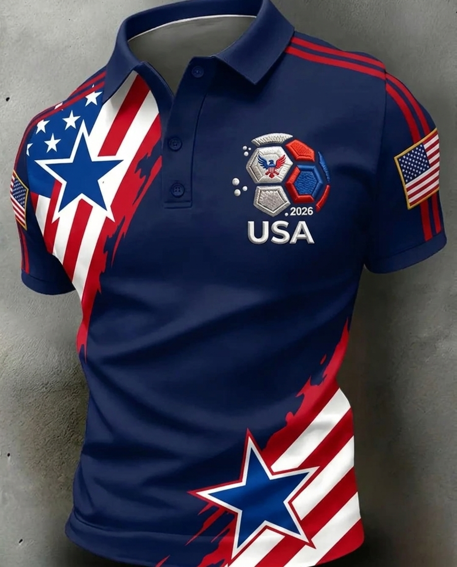 USA 2026 World Cup soccer fan polo shirt with national crest