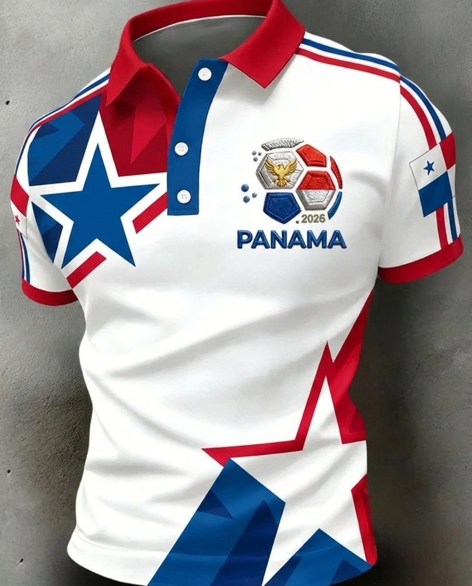 Panama 2026 World Cup soccer fan polo shirt with national crest