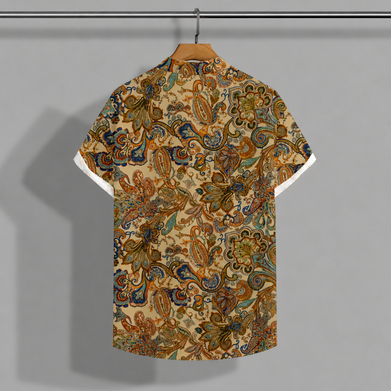 Classic Printed Holiday Short Sleeve Shirt Button Up For Men
