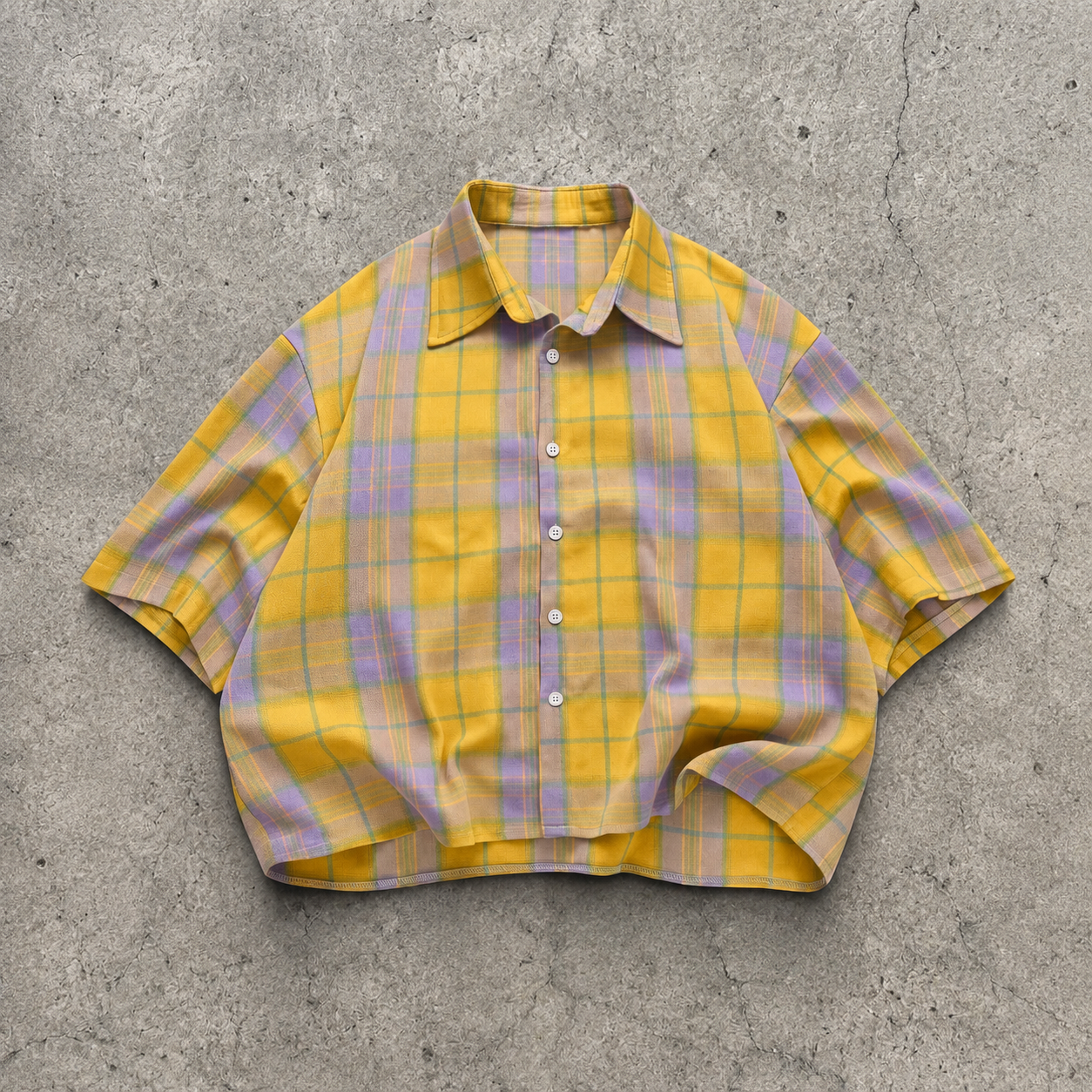 Retro Plaid Short Sleeve Button Down Casual Holiday Shirt For Men