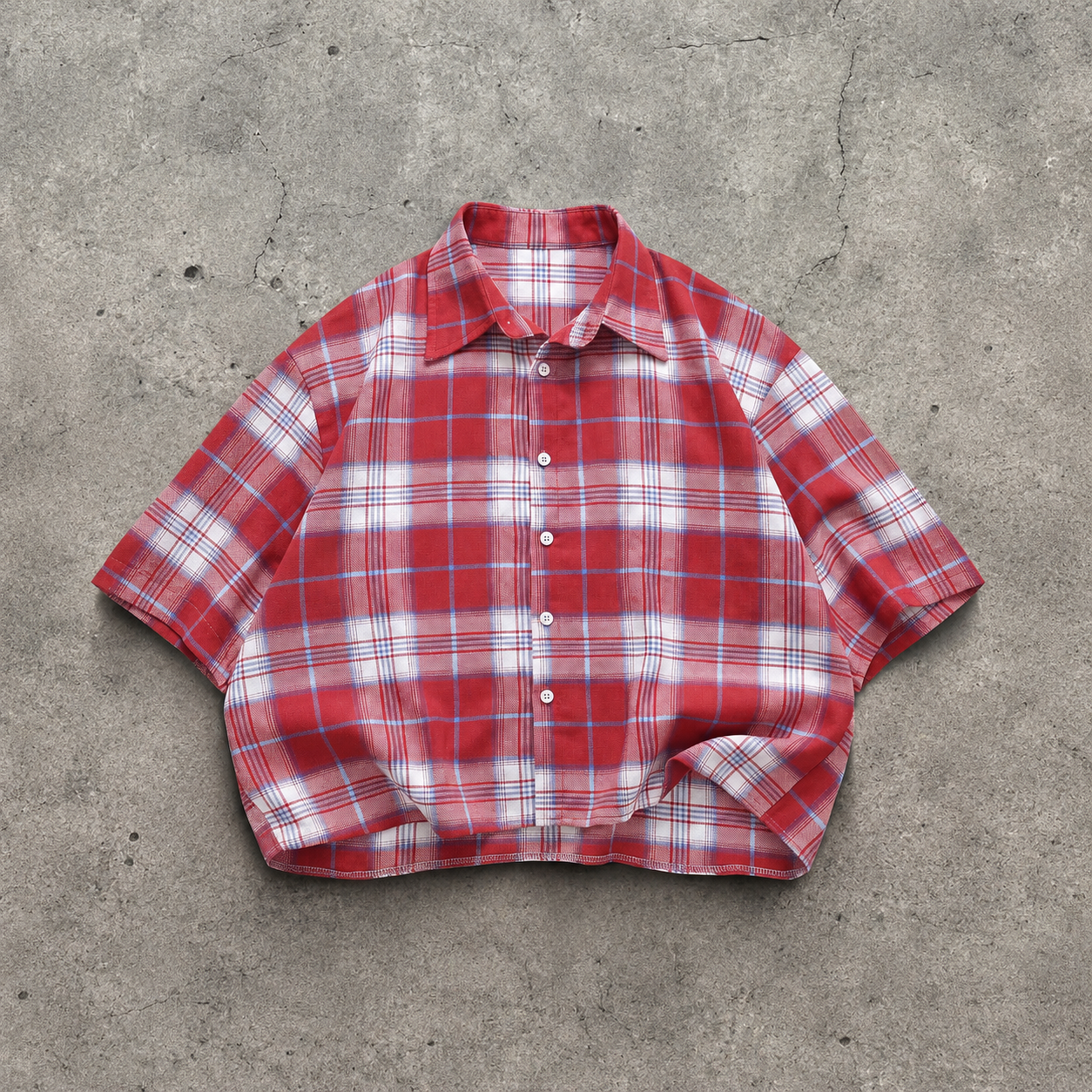 Retro Plaid Short Sleeve Button Down Casual Holiday Shirt For Men