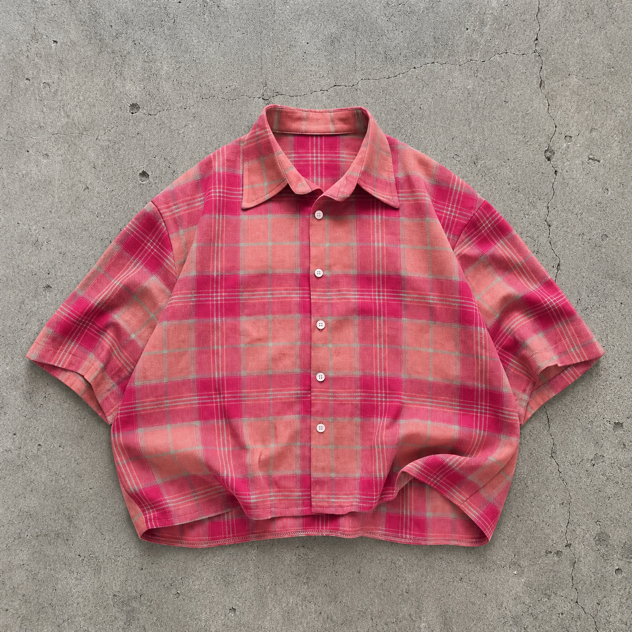 Retro Plaid Short Sleeve Button Down Casual Holiday Shirt For Men