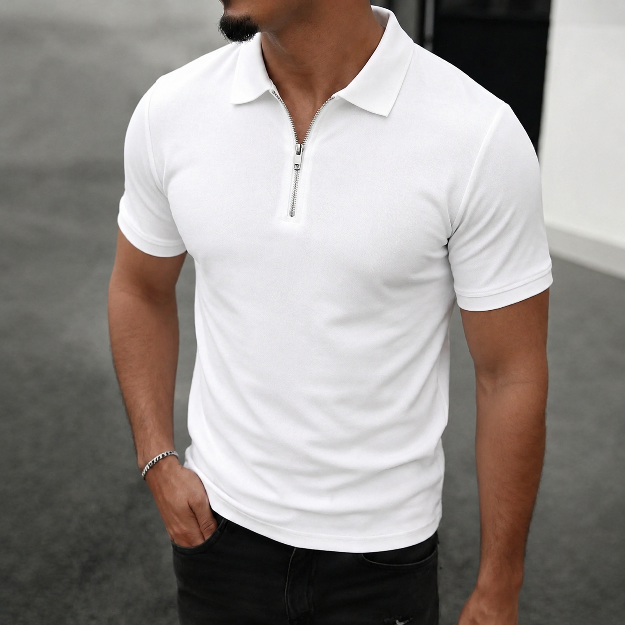 Lightweight Summer Wear Short Sleeve T Shirt With Zip For Men