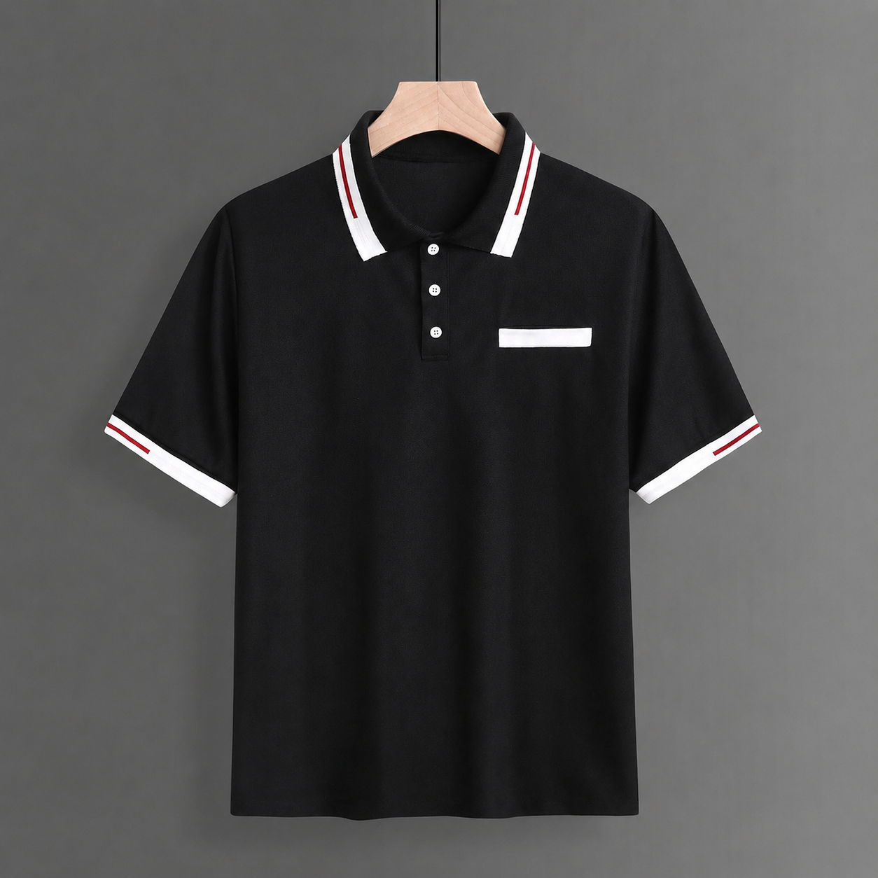 Regular Fit Short Sleeve Polo Shirt With Striped Collar For Men