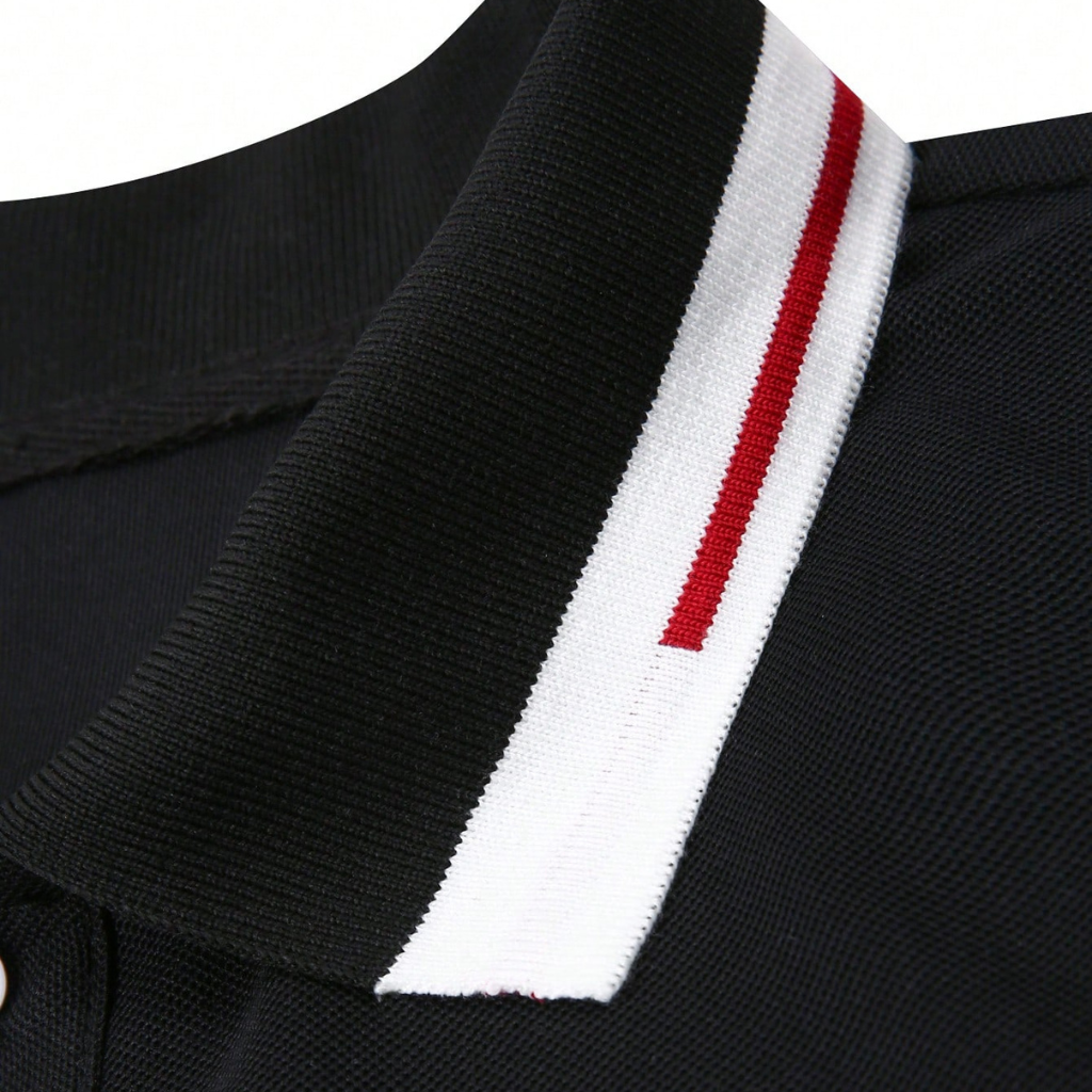 Regular Fit Short Sleeve Polo Shirt With Striped Collar For Men