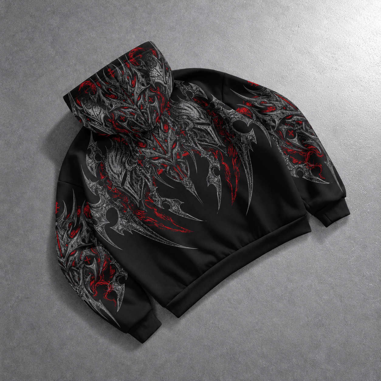 Loose Fit Angel Print Zip Up Casual Hoodie for Men